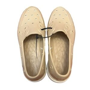 Sperry Tan Perforated Slip-Ons
